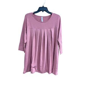 Zenana Premium Women's Blush Pink Pleated Tunic Top XL